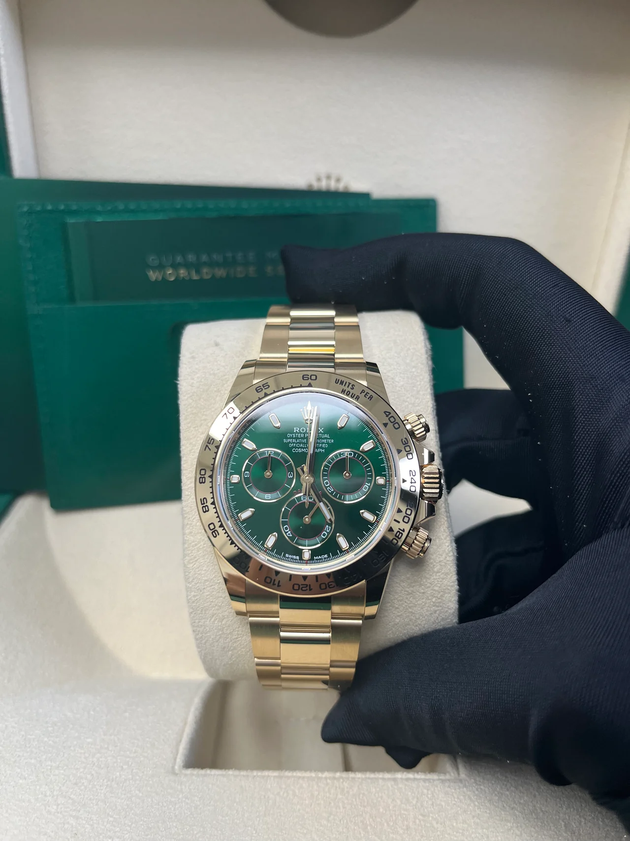VS Factory Rolex Daytona 116508GRN “John Mayer” Green Dial – 18K Yellow Gold-Wrapped 904L Steel, Oyster Bracelet, Best Edition 4130 Movement - Image 2