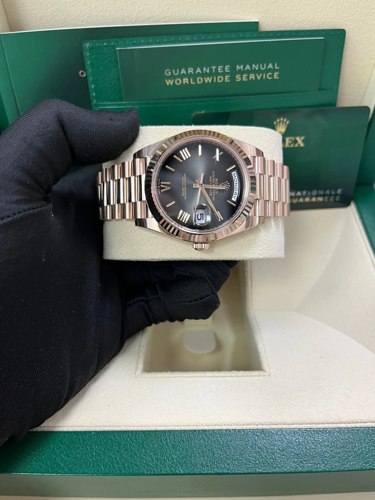 RC Factory Day-Date 40 Slate Ombré Roman Dial – Rose Gold Wrapped 904L Steel - Image 8