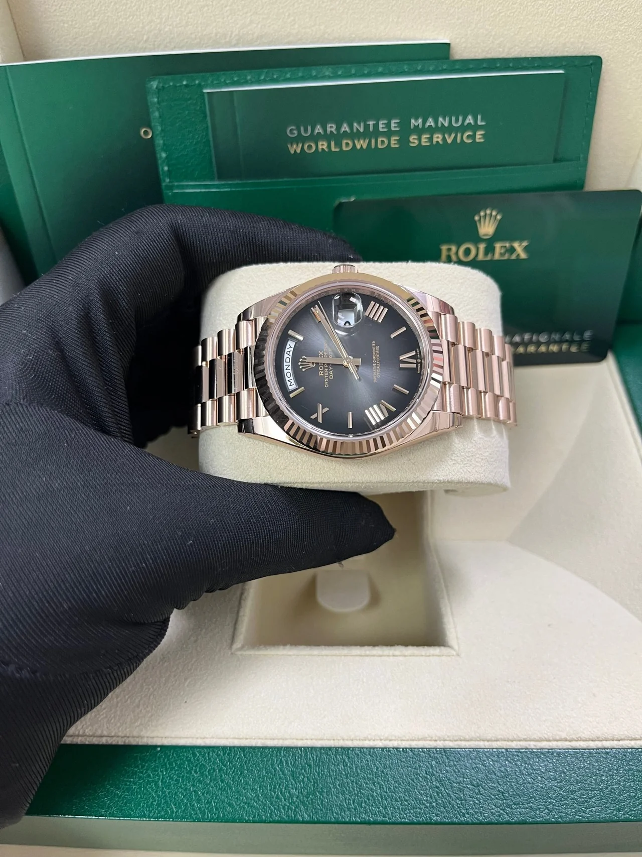 RC Factory Day-Date 40 Slate Ombré Roman Dial – Rose Gold Wrapped 904L Steel - Image 4