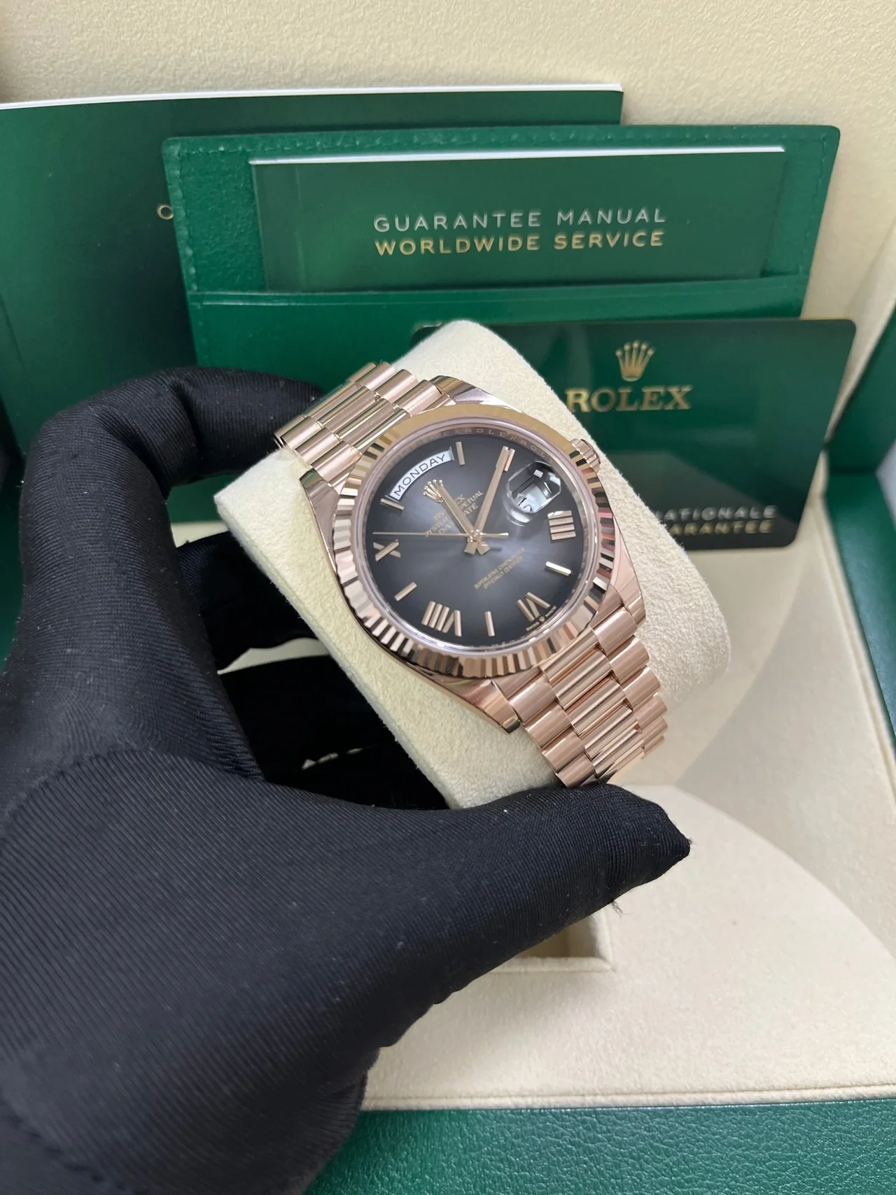 RC Factory Day-Date 40 Slate Ombré Roman Dial – Rose Gold Wrapped 904L Steel - Image 6