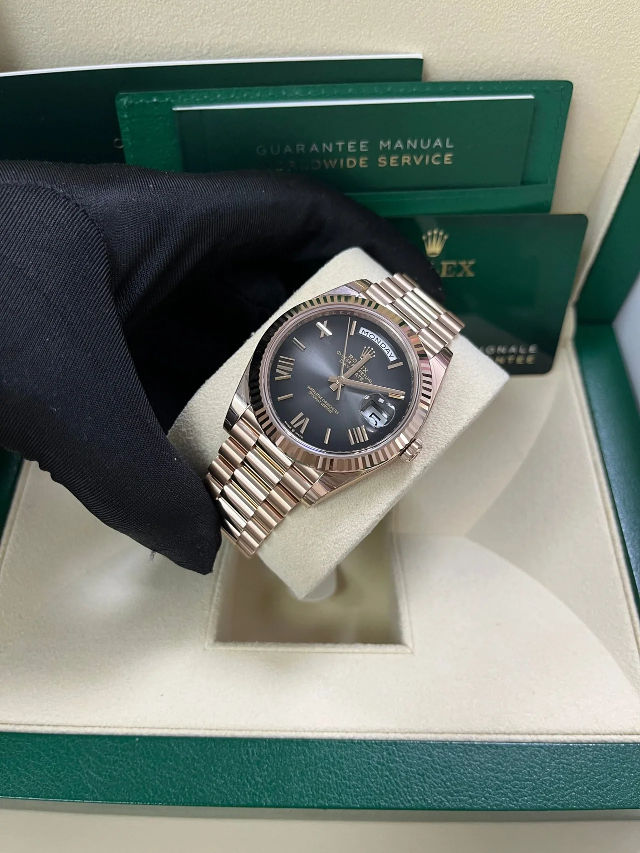 RC Factory Day-Date 40 Slate Ombré Roman Dial – Rose Gold Wrapped 904L Steel - Image 5