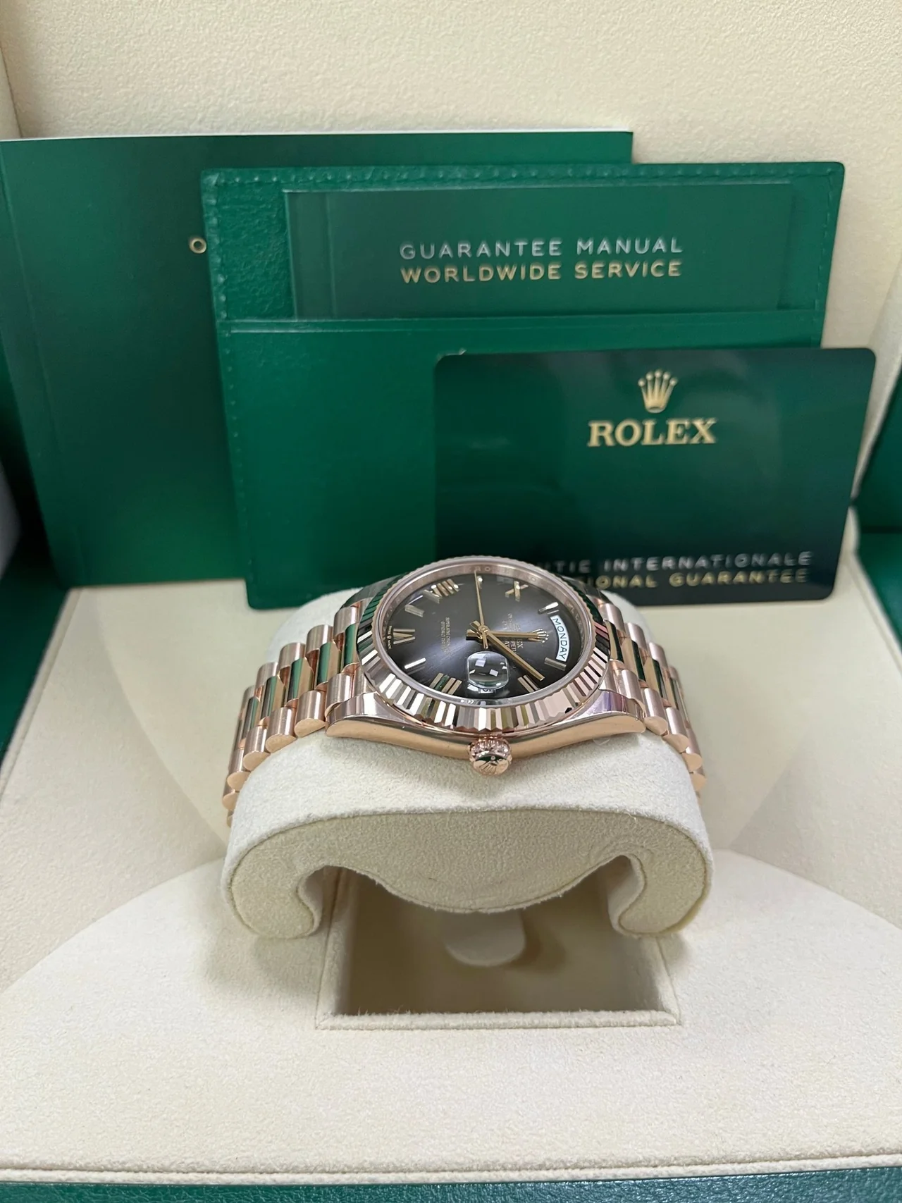 RC Factory Day-Date 40 Slate Ombré Roman Dial – Rose Gold Wrapped 904L Steel - Image 9
