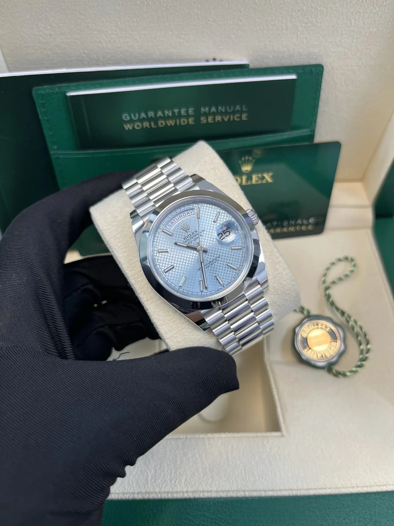 RC Factory Day-Date 40 Platinum-Style Ice-Blue Dial – President Bracelet - Image 3