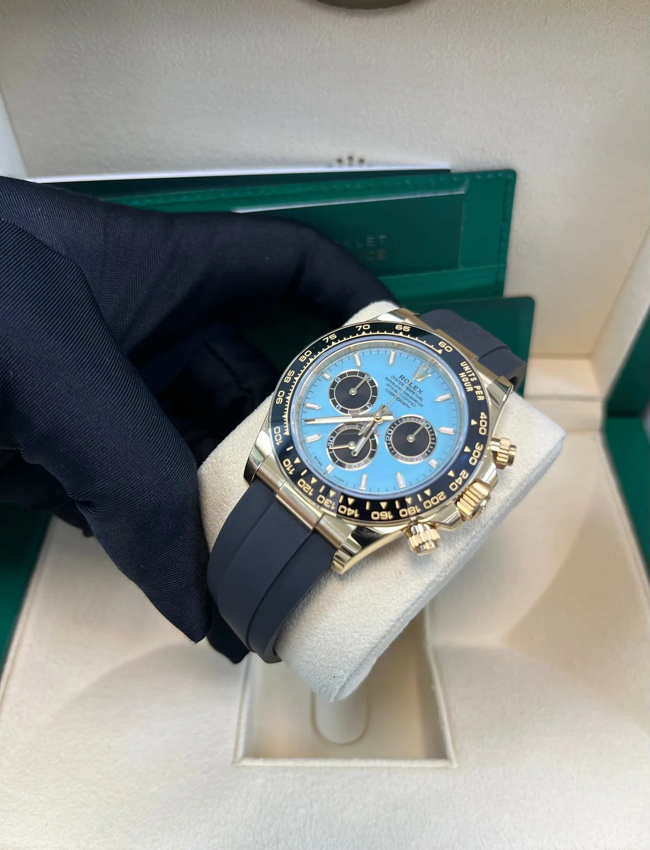 VS Factory Rolex Daytona 126518LN Tiffany Blue Dial – Rubber Strap, Cerachrom Bezel, Yellow Gold-Wrapped 904L Steel, VS4131 Movement - Image 2