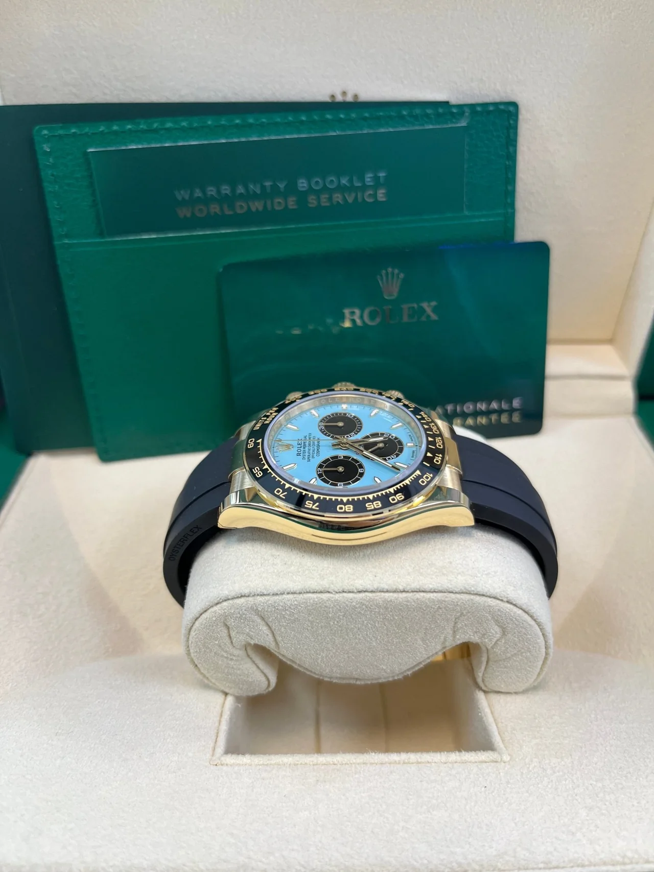 VS Factory Rolex Daytona 126518LN Tiffany Blue Dial – Rubber Strap, Cerachrom Bezel, Yellow Gold-Wrapped 904L Steel, VS4131 Movement - Image 8