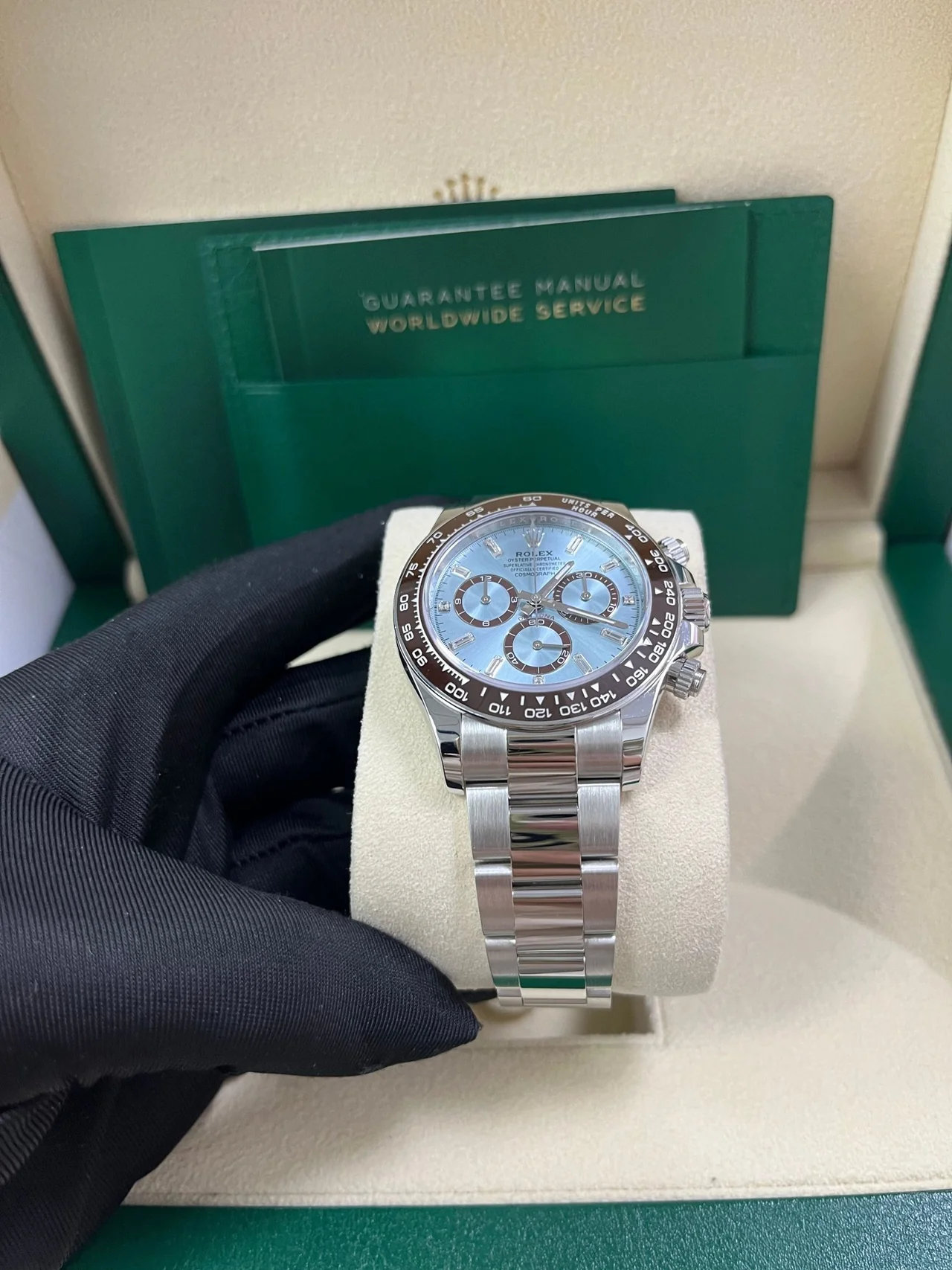 VS Factory Rolex Daytona 126506 Ice Blue Dial – Chestnut Brown Ceramic Bezel, Platinum-Wrapped 904L Steel, Transparent Case Back, VS4131 Movement - Image 2