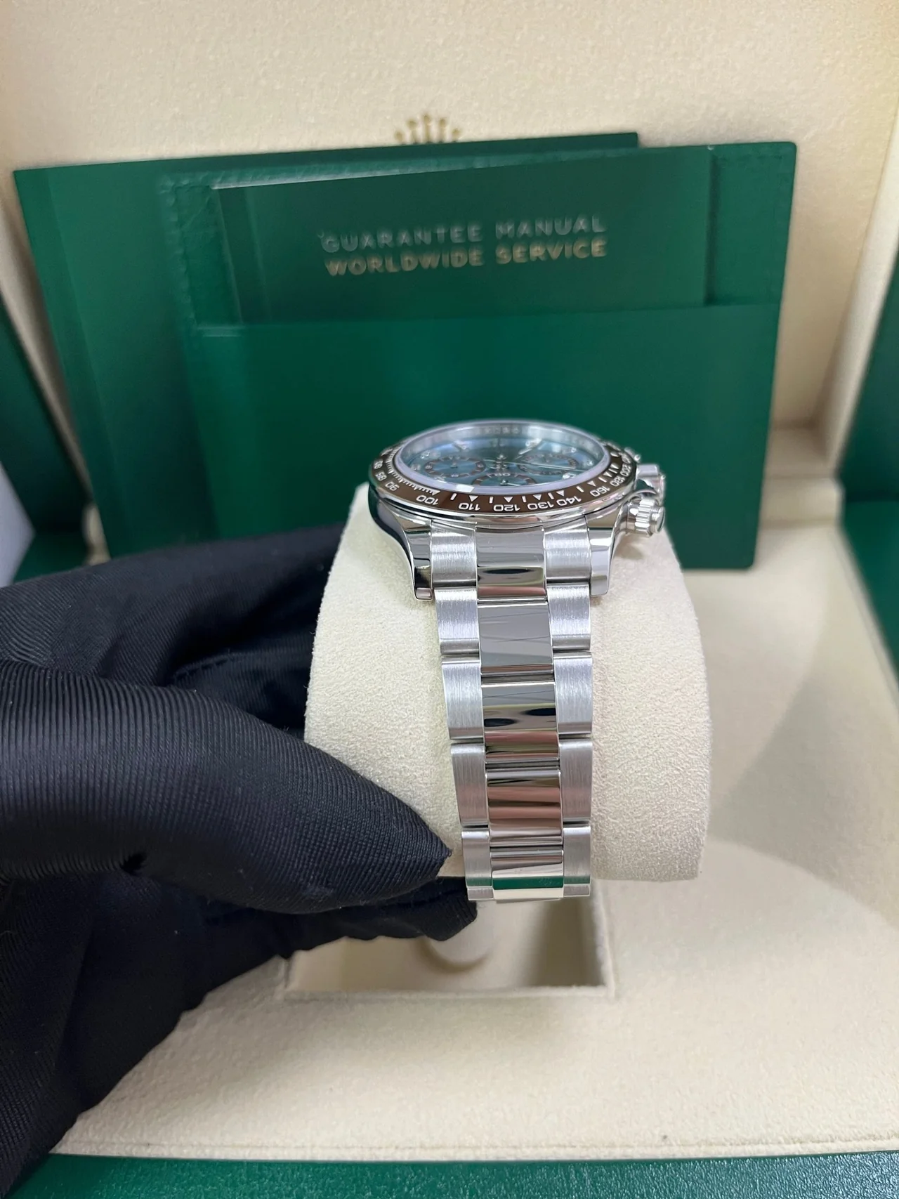 VS Factory Rolex Daytona 126506 Ice Blue Dial – Chestnut Brown Ceramic Bezel, Platinum-Wrapped 904L Steel, Transparent Case Back, VS4131 Movement - Image 5