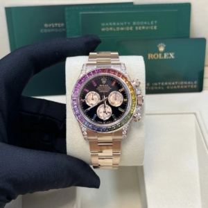 VS Factory Rolex Daytona 116595 RBOW rose gold black dial rainbow bezel