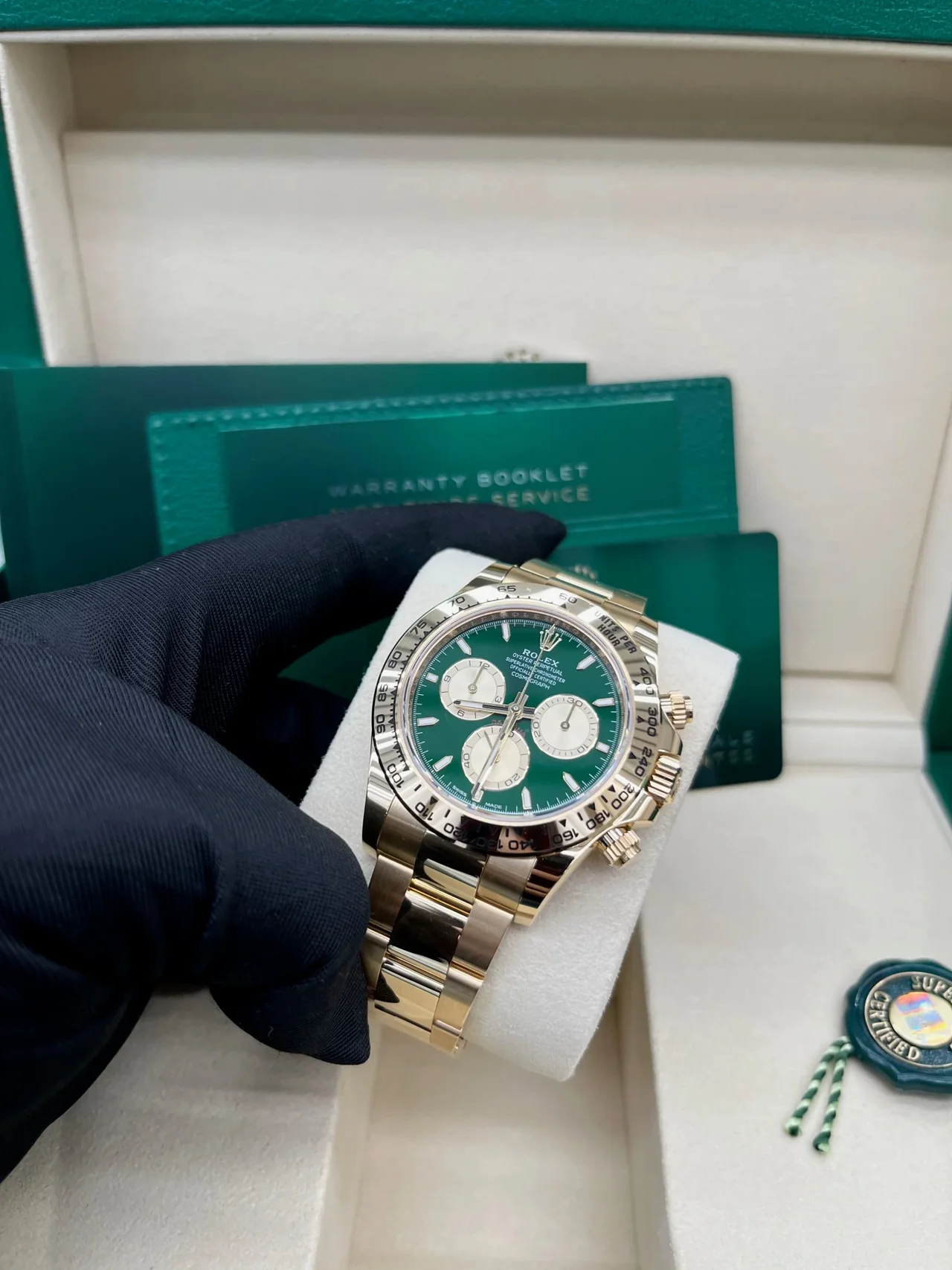 VS Factory Rolex Daytona 126508 “John Mayer” Green Panda Dial – Gold Bezel, Yellow Gold-Wrapped 904L Steel, Best Edition 4131 Movement - Image 3