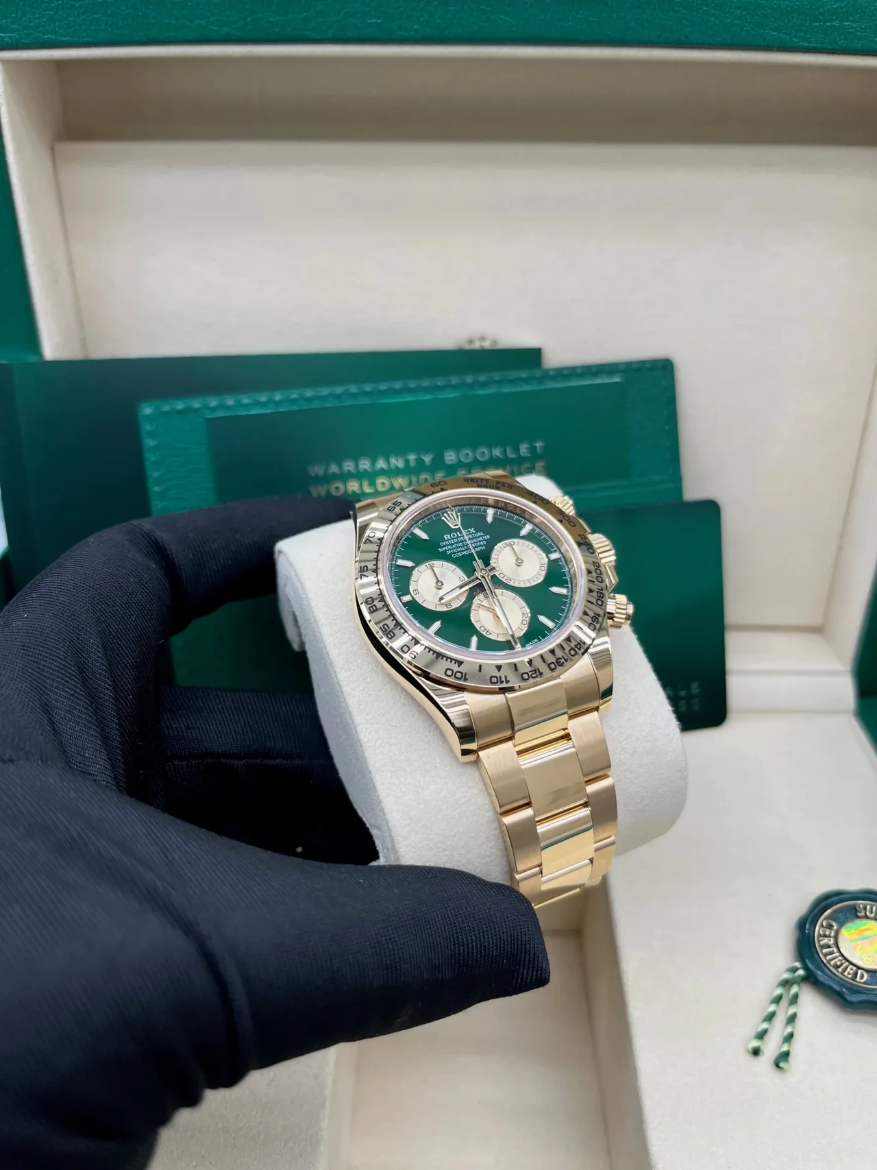 VS Factory Rolex Daytona 126508 “John Mayer” Green Panda Dial – Gold Bezel, Yellow Gold-Wrapped 904L Steel, Best Edition 4131 Movement - Image 2