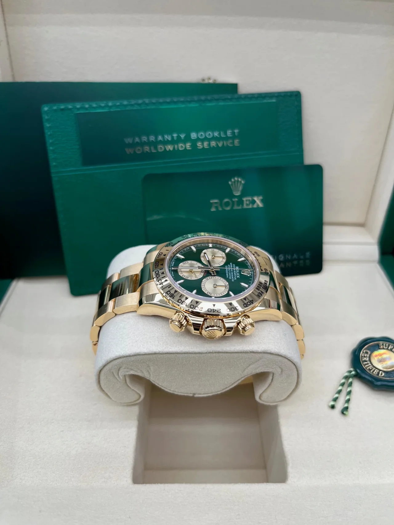 VS Factory Rolex Daytona 126508 “John Mayer” Green Panda Dial – Gold Bezel, Yellow Gold-Wrapped 904L Steel, Best Edition 4131 Movement - Image 7