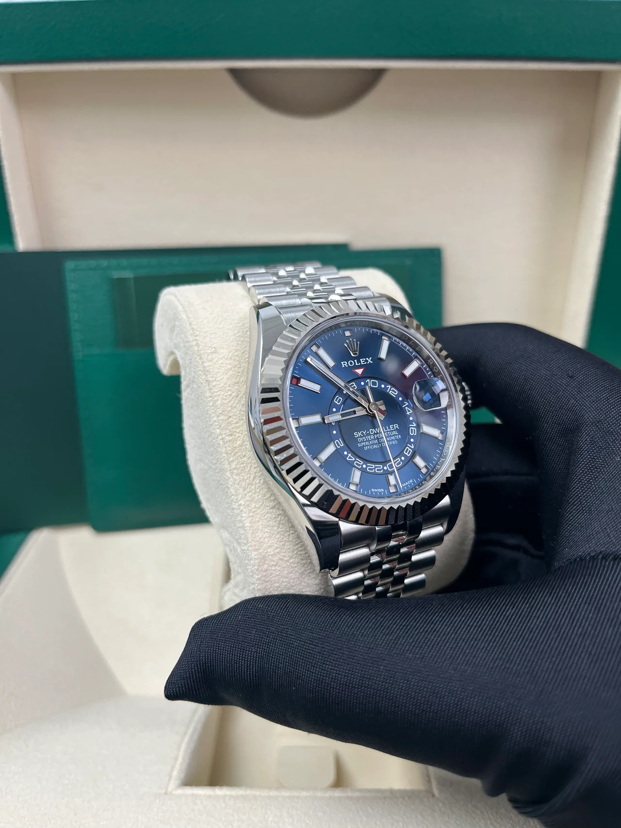 ZF Factory Rolex Sky-Dweller 326934 White Rolesor – Blue Index Dial, Jubilee Bracelet, 904L Steel, Best Edition - Image 2