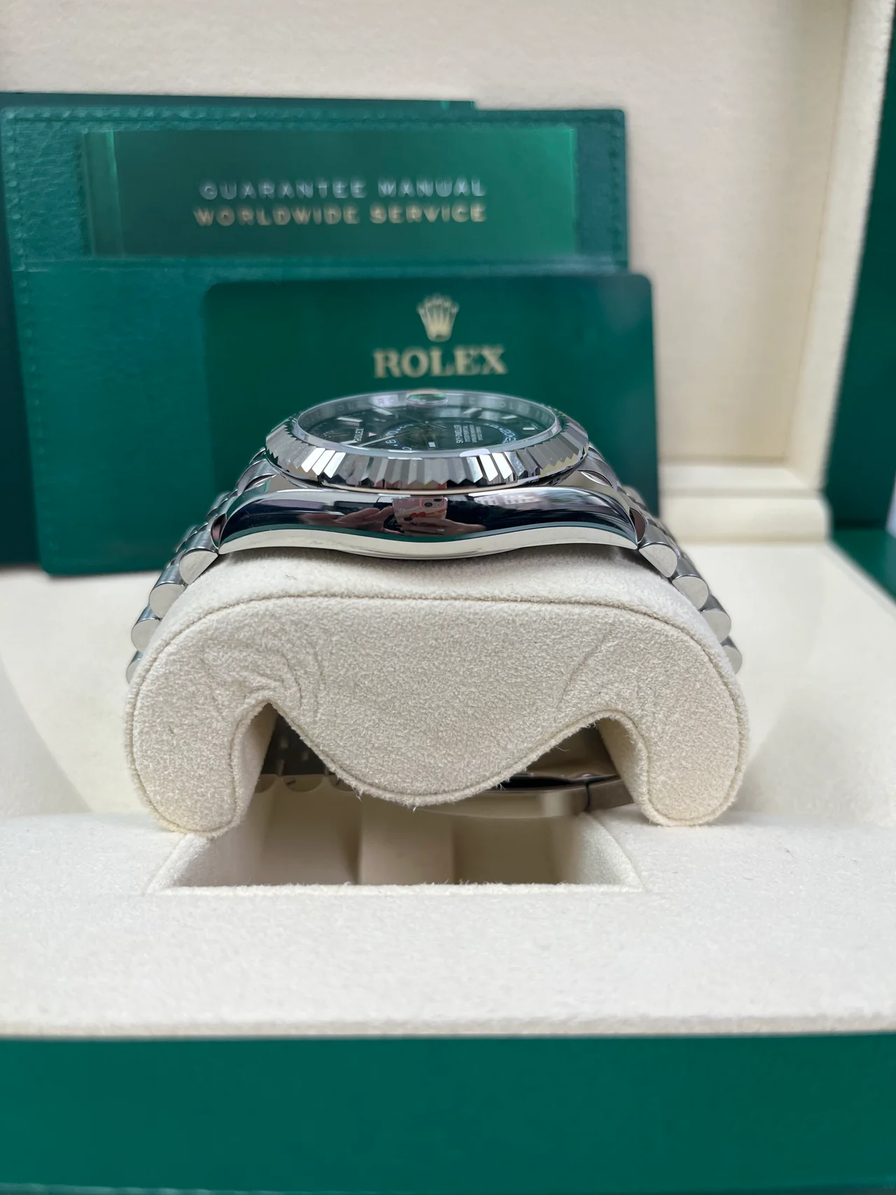 ZF Factory Rolex Sky-Dweller 326934 White Rolesor – Blue Index Dial, Jubilee Bracelet, 904L Steel, Best Edition - Image 4