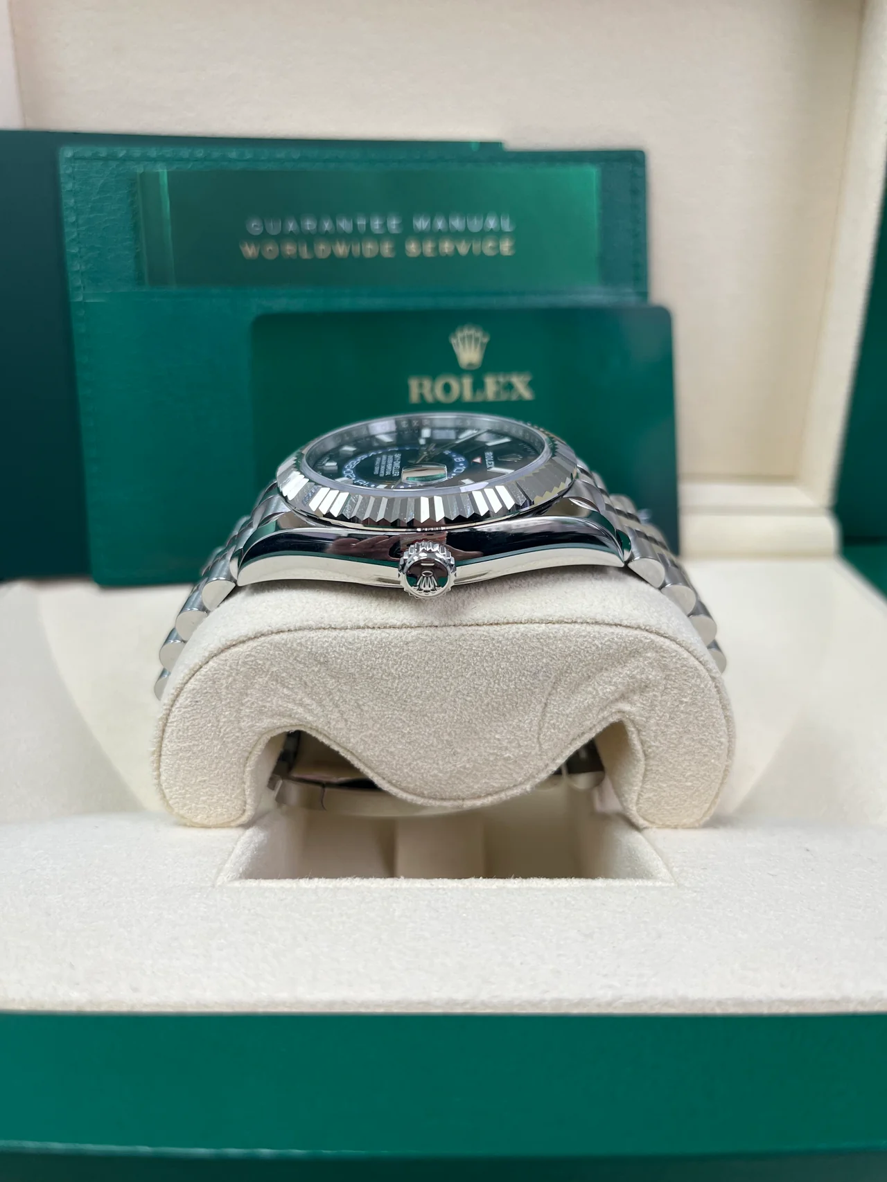 ZF Factory Rolex Sky-Dweller 326934 White Rolesor – Blue Index Dial, Jubilee Bracelet, 904L Steel, Best Edition - Image 5