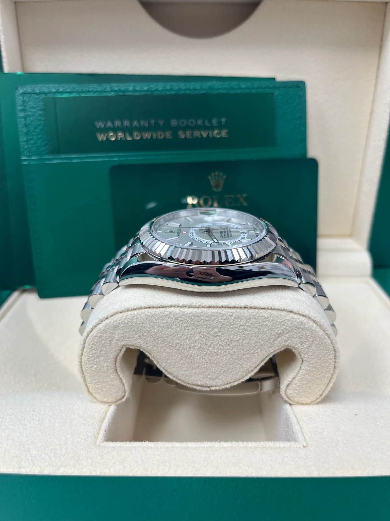 ZF Factory Rolex Sky dweller 42mm Intense White Dial Fluted Bezel Jubilee Bracelet – 904L Steel - Image 6