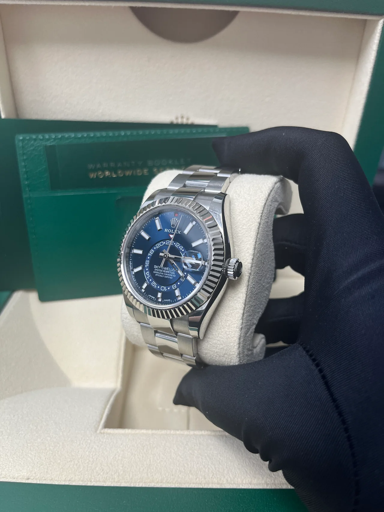 ZF Factory Rolex Sky-Dweller 326934 White Rolesor – Blue Index Dial, Oyster Bracelet, 904L Steel, Best Edition - Image 2