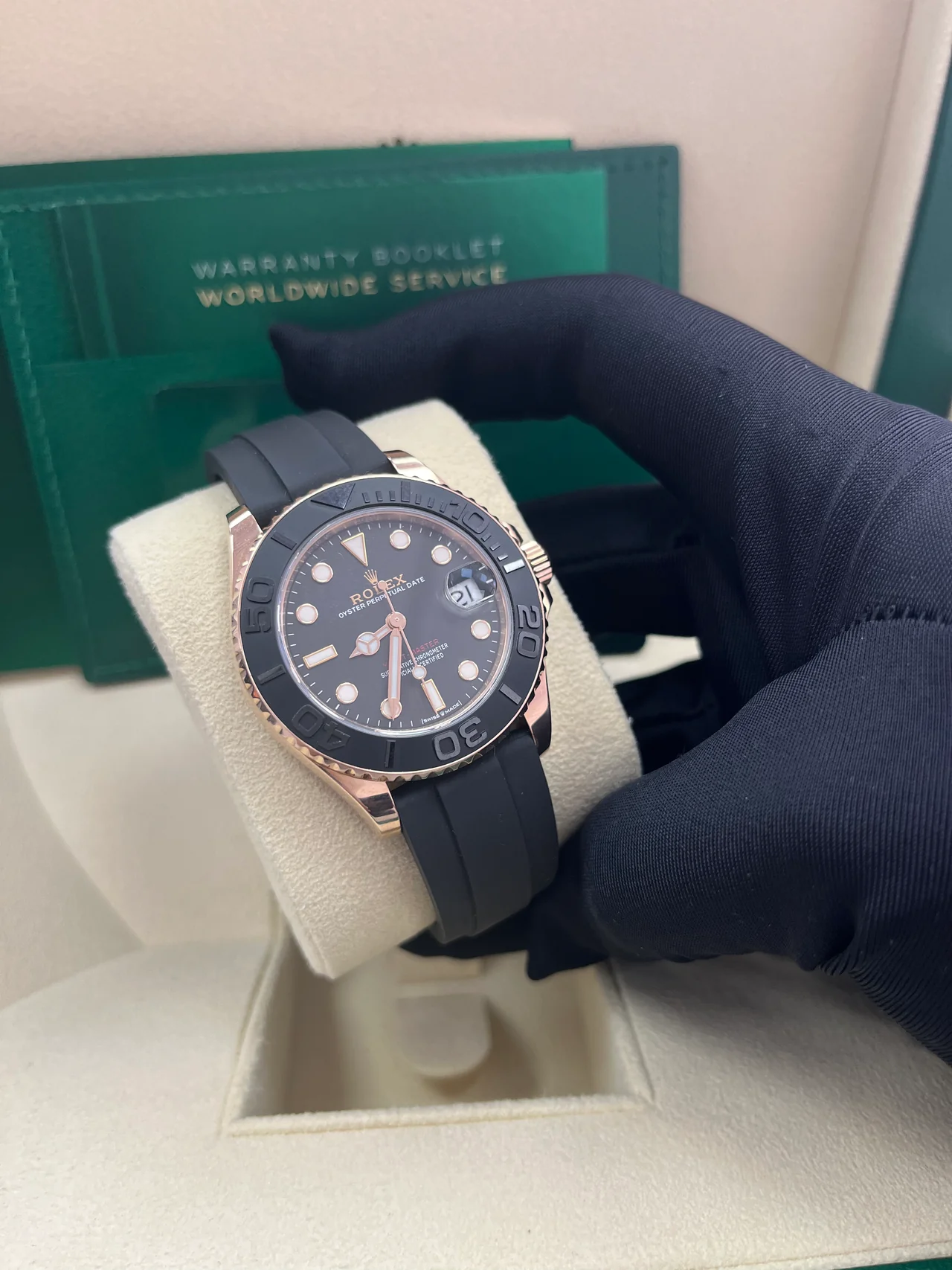VS Factory Yacht-Master 126655 Rose Gold 40mm Black Dial, Rubber Strap, Best Edition 3235 Movement - Image 3