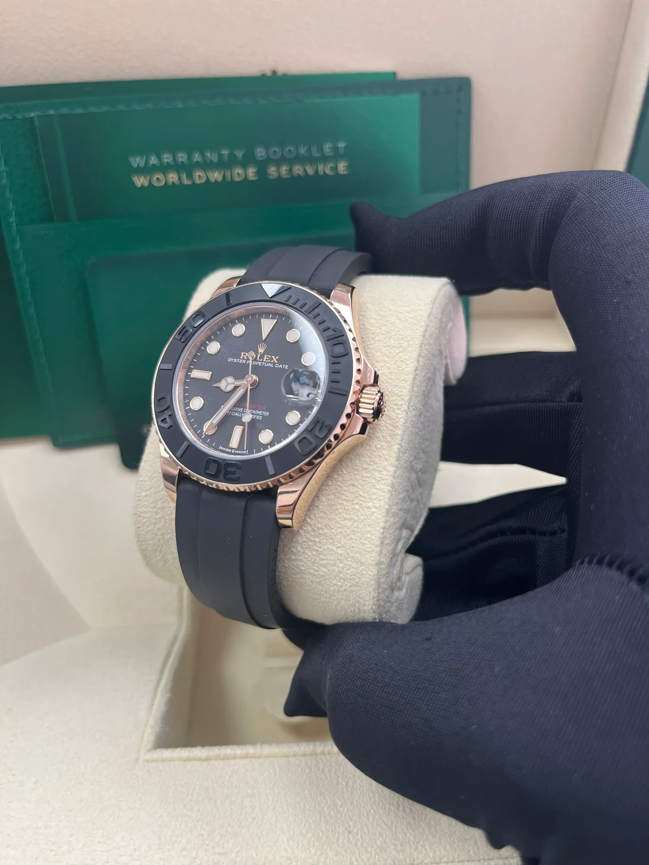 VS Factory Yacht-Master 126655 Rose Gold 40mm Black Dial, Rubber Strap, Best Edition 3235 Movement - Image 4