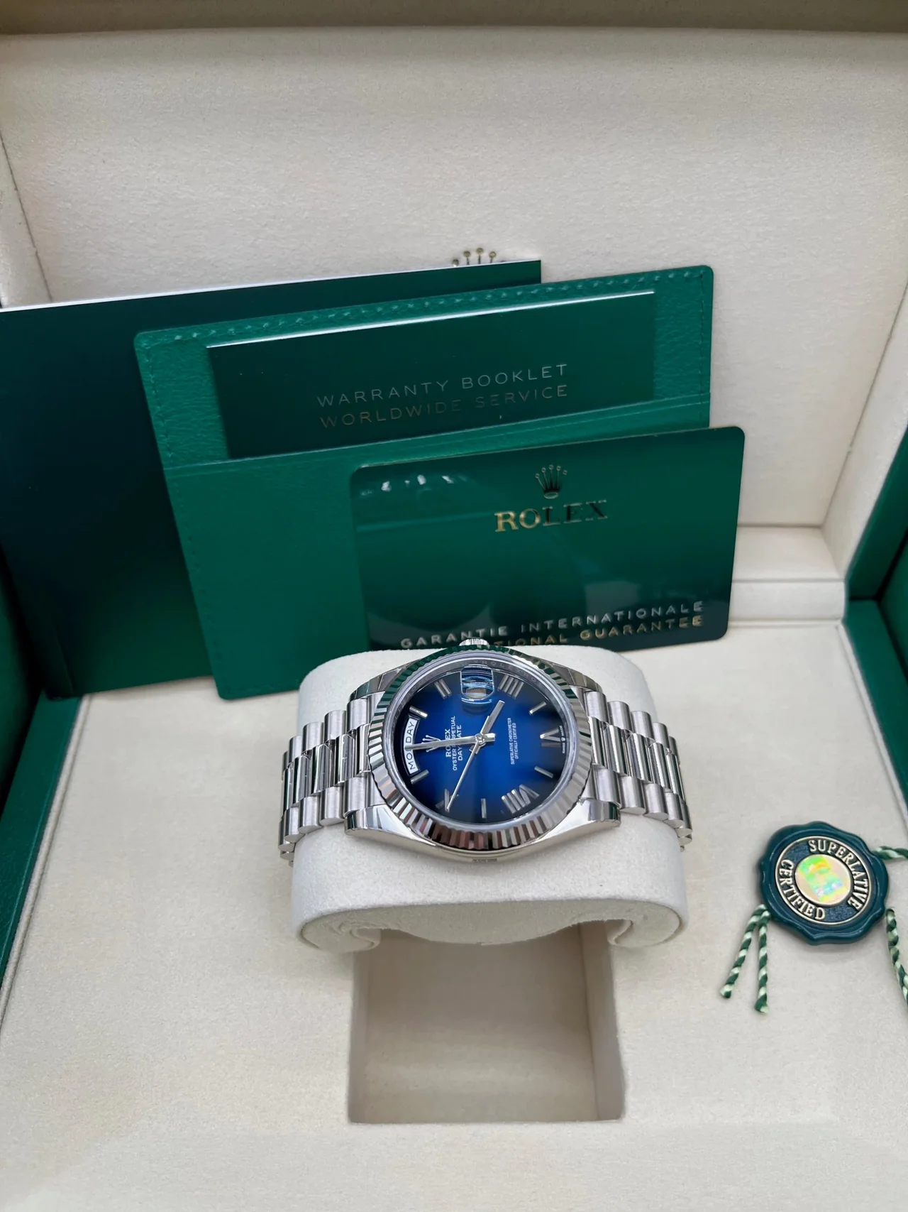 RC Factory Rolex Day-Date 40 228239 White Gold Blue Ombré Dial Super Clone - Image 8