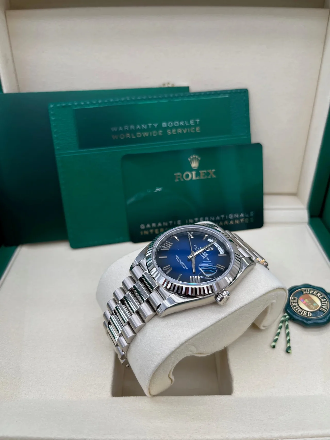 RC Factory Rolex Day-Date 40 228239 White Gold Blue Ombré Dial Super Clone - Image 11