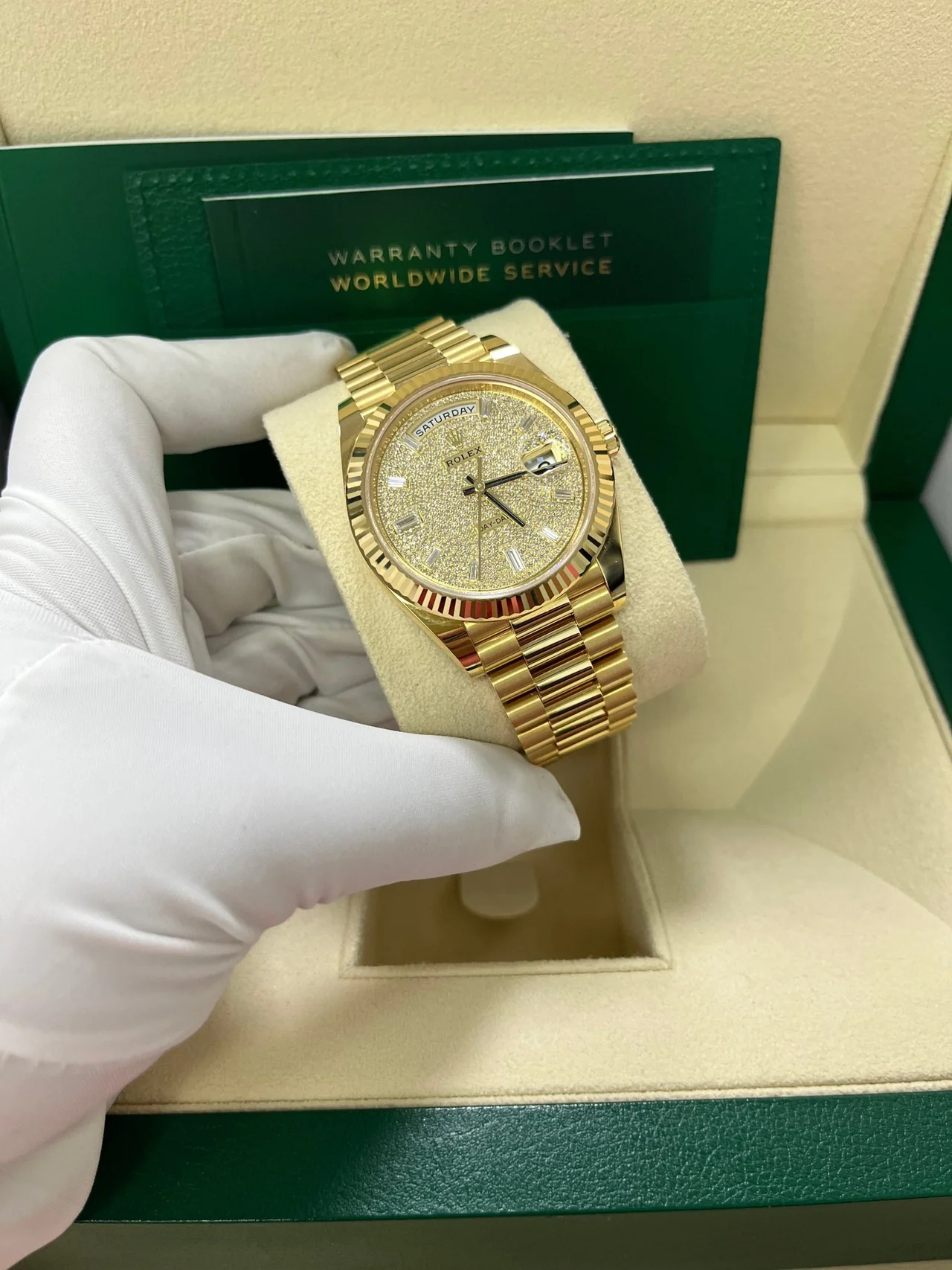 RC Factory Day-Date 40mm Yellow Gold Pavé Dial – 904L Steel - Image 3