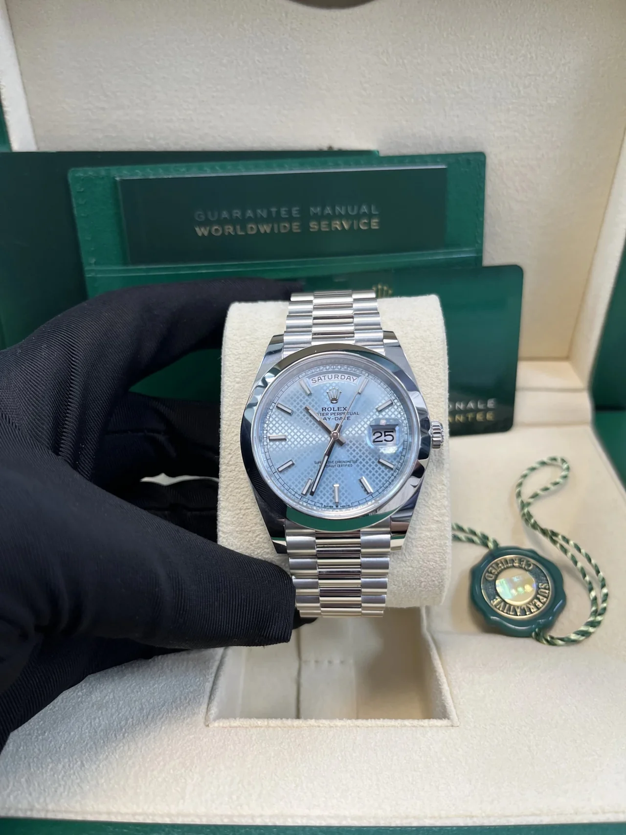RC Factory Day-Date 40 Platinum-Style Ice-Blue Dial – President Bracelet - Image 2