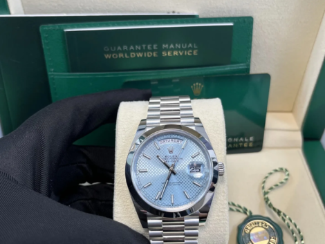 RC Factory Day-Date 40 platinum-style ice-blue dial watch