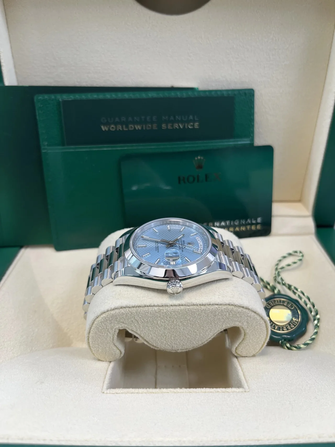 RC Factory Day-Date 40 Platinum-Style Ice-Blue Dial – President Bracelet - Image 9