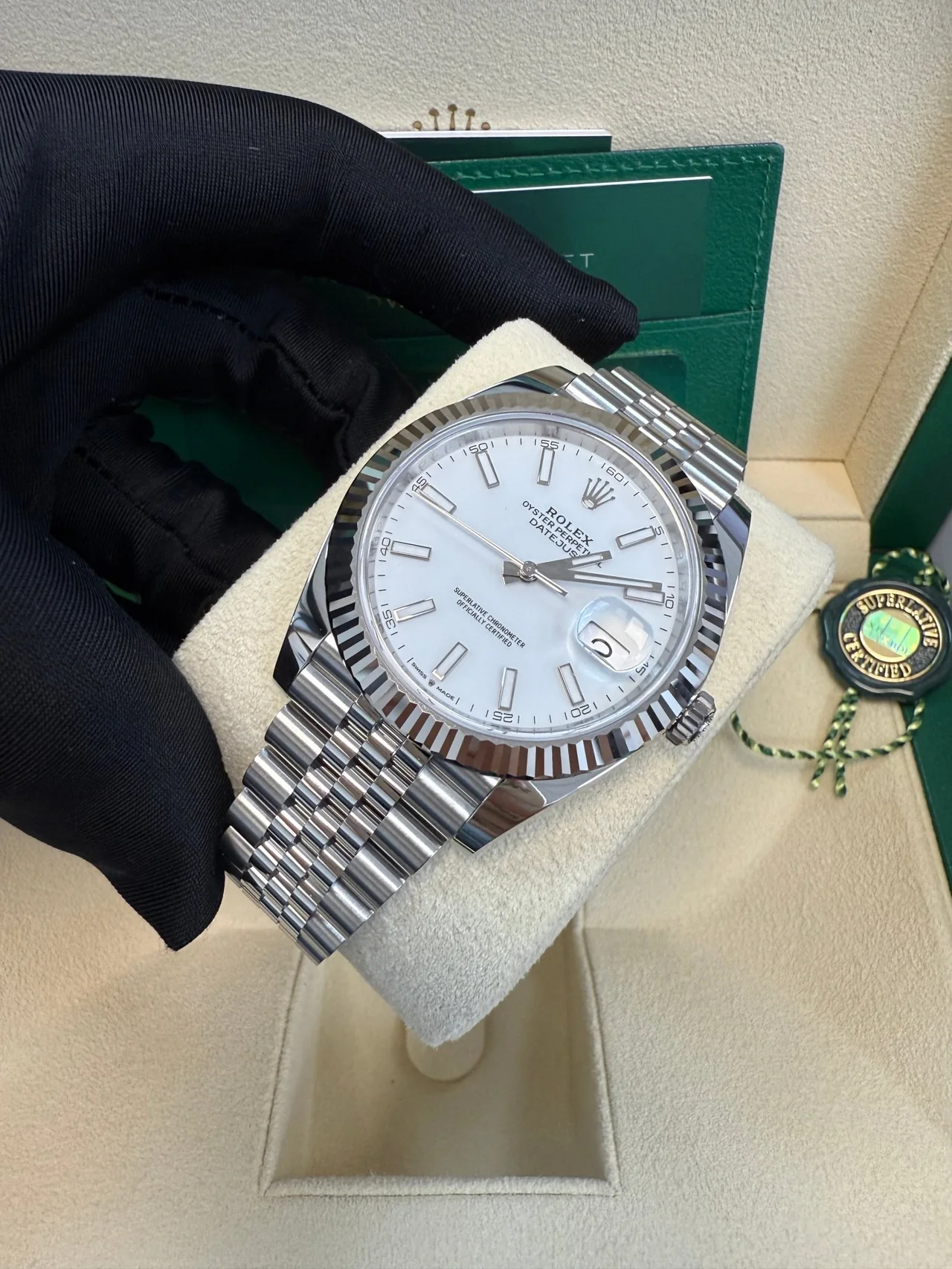 VS Factory Datejust 41 Stainless Steel & White Gold – White Index Dial – Fluted Bezel – Jubilee Bracelet - Image 3