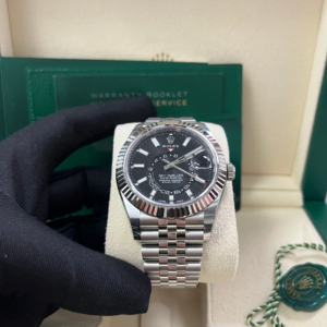 ZF Factory Rolex Sky-Dweller black index dial fluted bezel Jubilee bracelet
