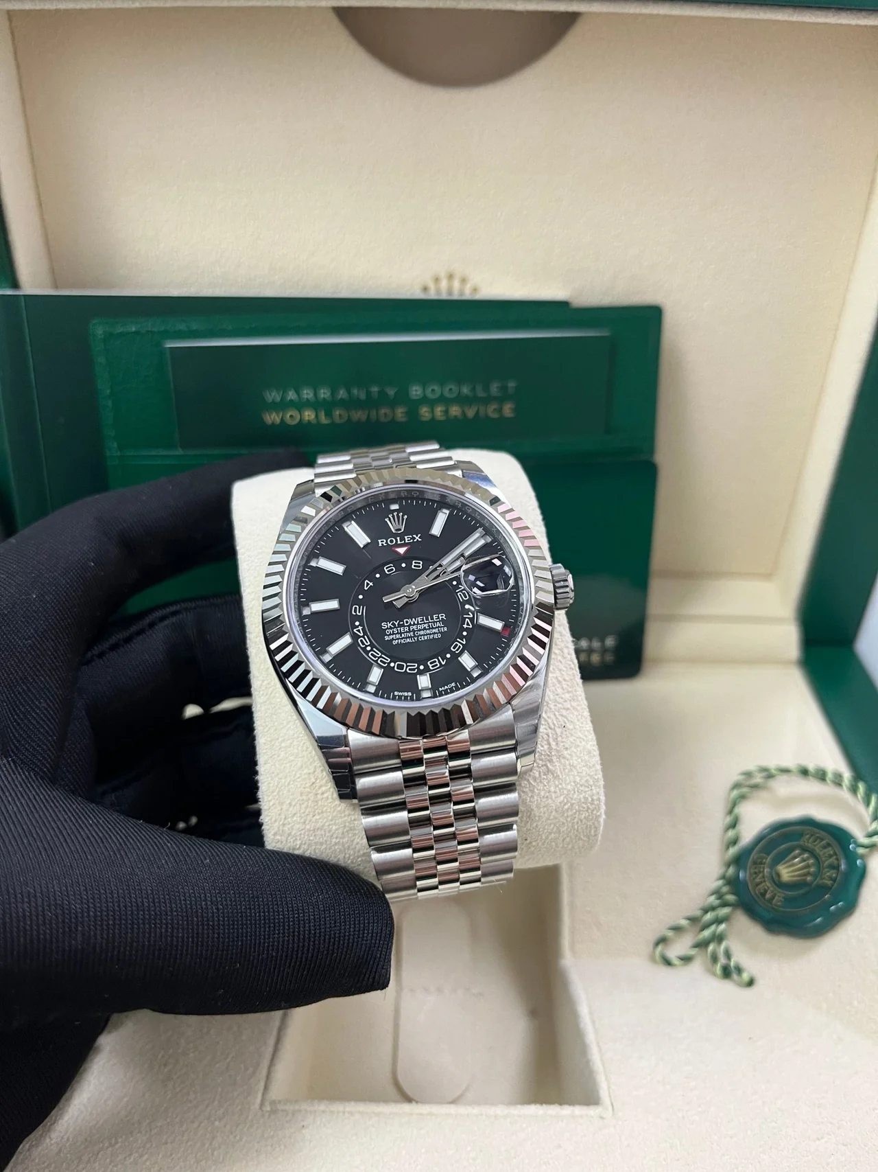 ZF Factory Rolex Sky-Dweller Black Index Dial Fluted Bezel Jubilee Bracelet - Image 3