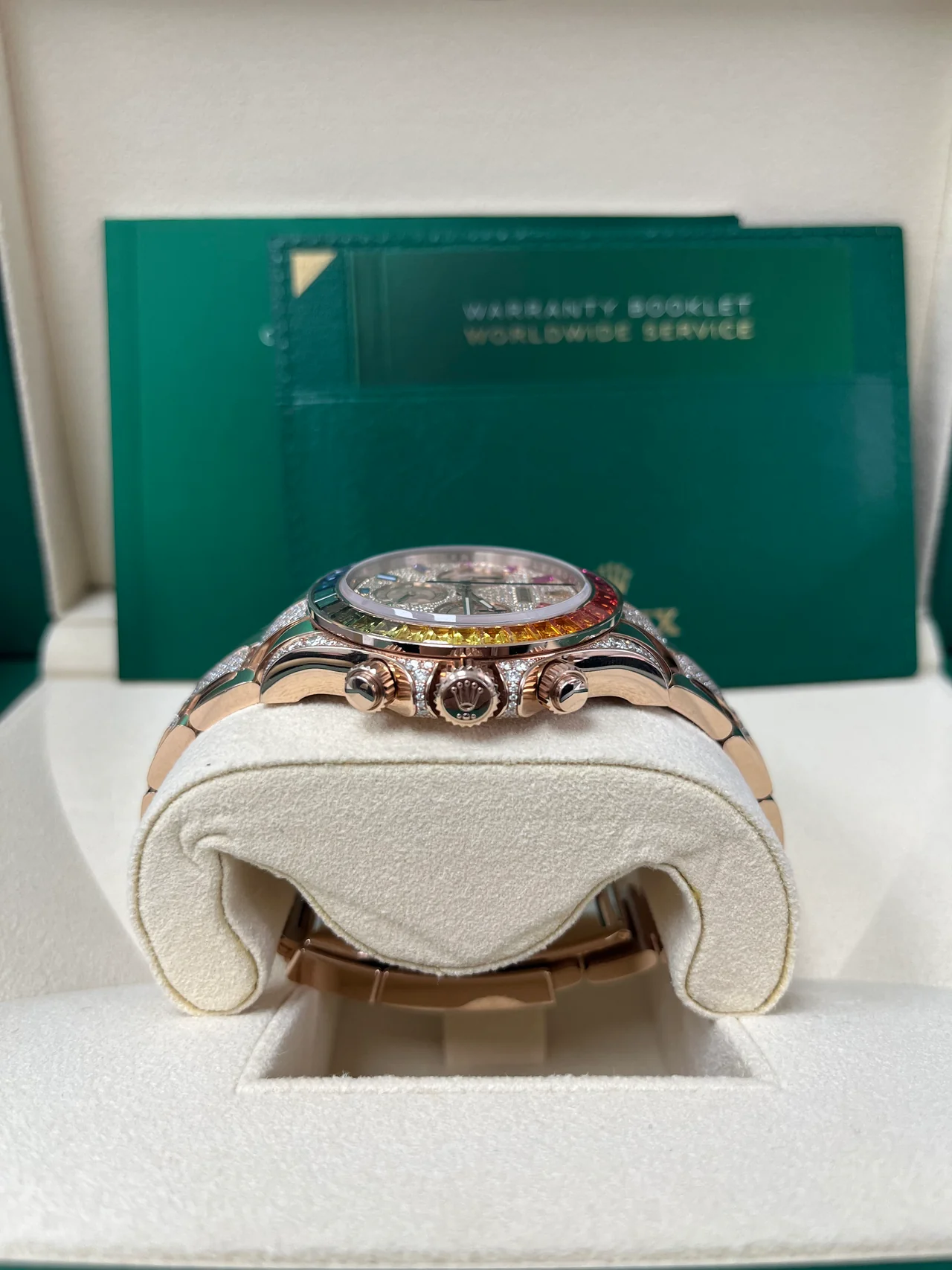 VS Factory Rolex Daytona 116595 RBOW Rose Gold – Black Dial, Diamond & Sapphire Bezel, 18K Rose Gold-Wrapped 904L Steel, Best Edition 4130 Movement - Image 5