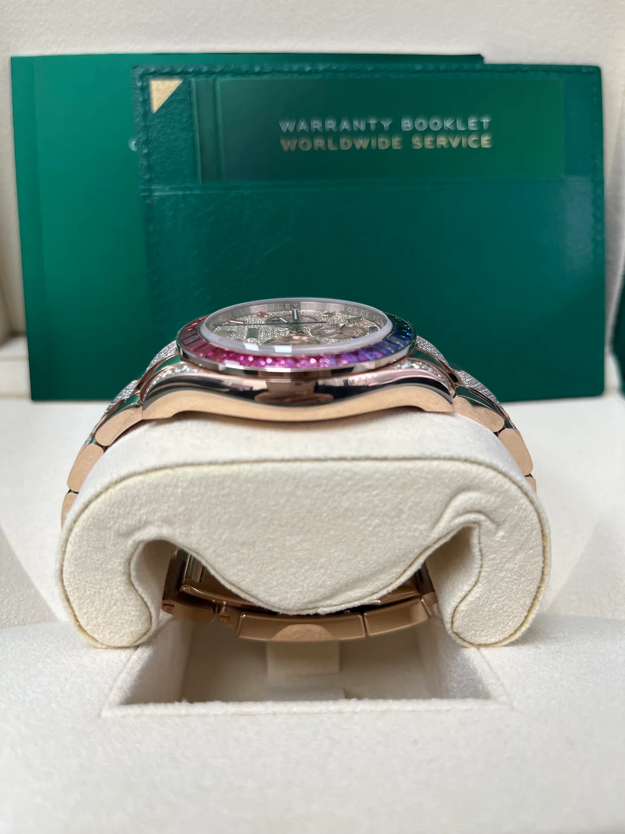 VS Factory Rolex Daytona 116595 RBOW Rose Gold – Black Dial, Diamond & Sapphire Bezel, 18K Rose Gold-Wrapped 904L Steel, Best Edition 4130 Movement - Image 4