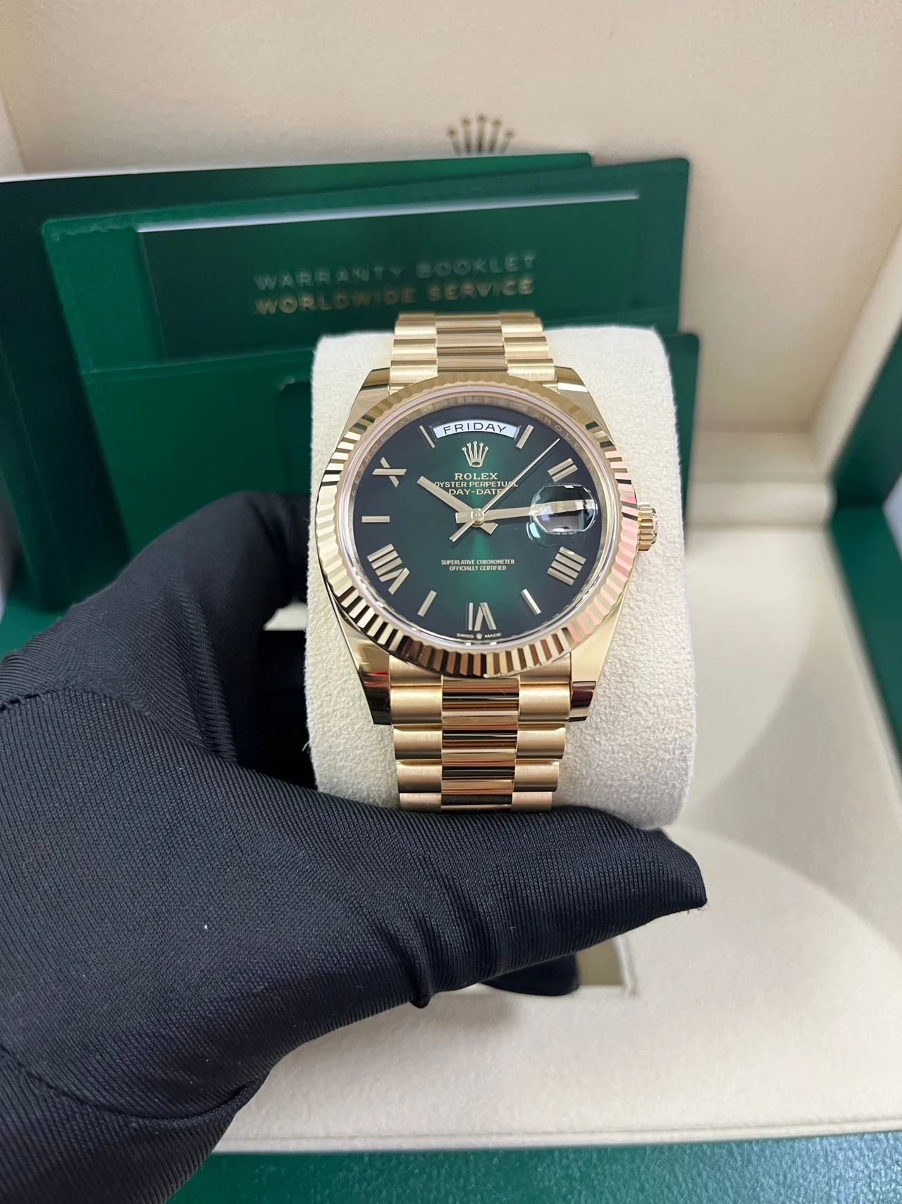 RC Factory Day-Date 40 Green Ombré 228238 automatic watch