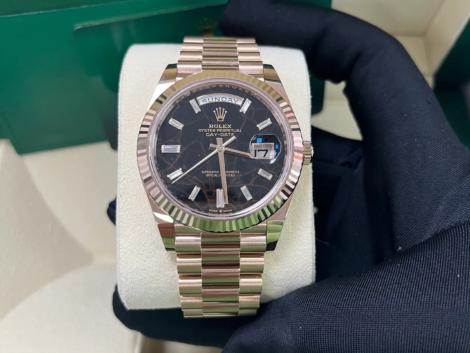 RC Factory Day-Date 40 Eisenkiesel diamond-style dial with fluted bezel