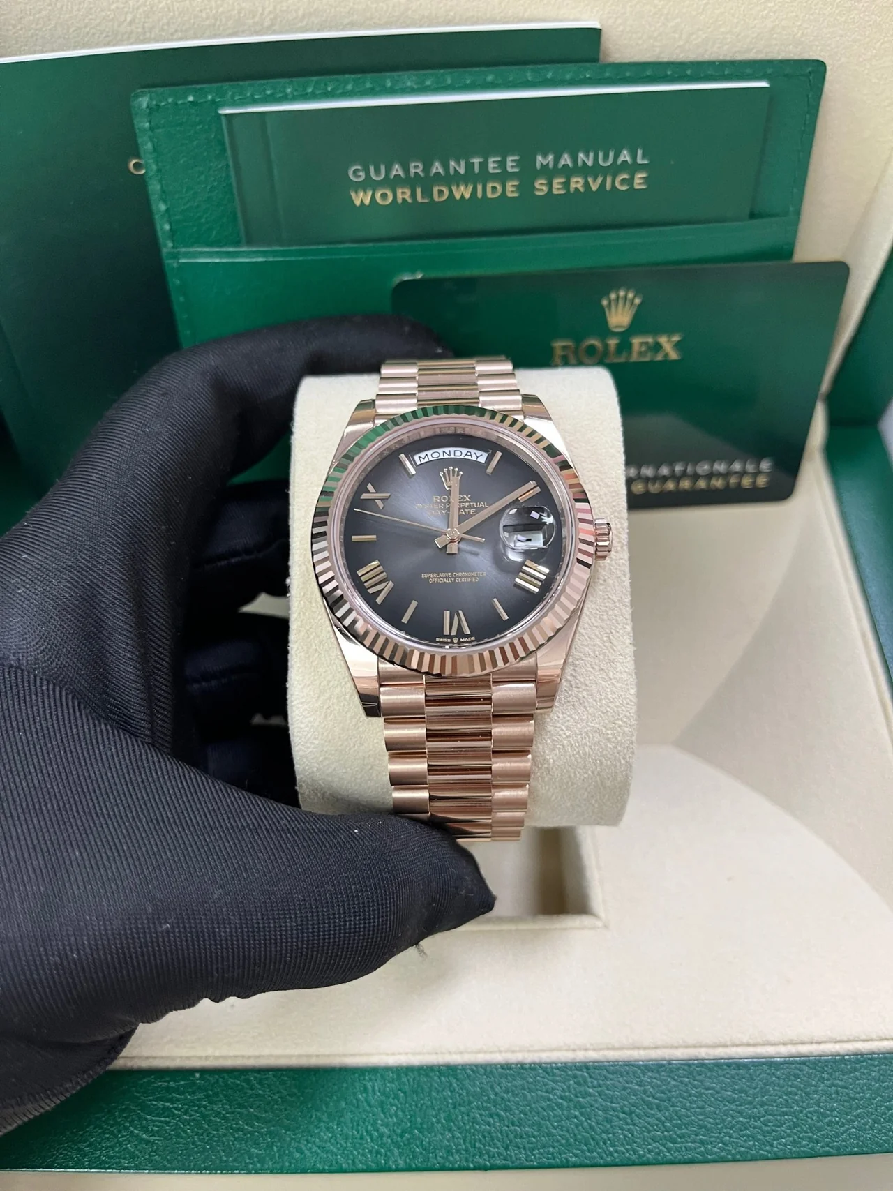 RC Factory Day-Date 40 Slate Ombré Roman Dial – Rose Gold Wrapped 904L Steel - Image 7